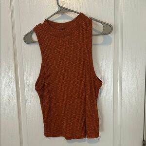 Almost Famous Orange Ribbed Crop Tank Top